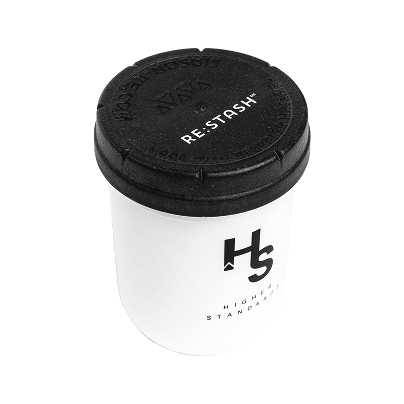 Higher Standards Mason Jar White with Black Lid