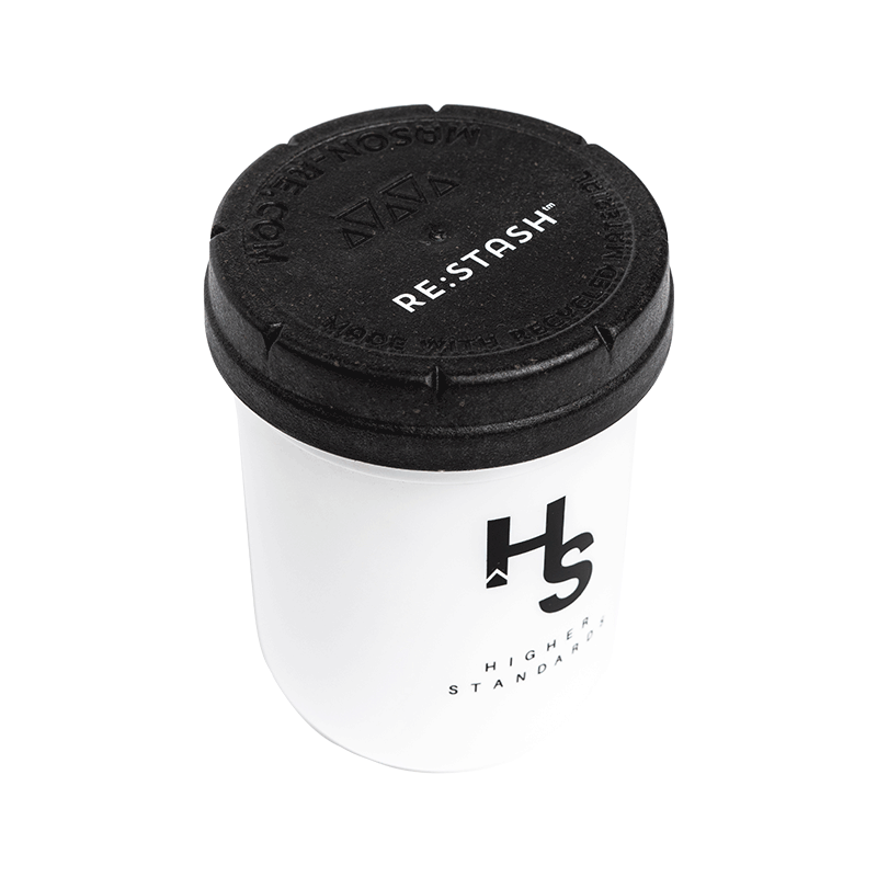 Higher Standards Mason Jar White with Black Lid
